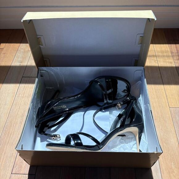 Michael Kors Black Patent Ankle Strap Stiletto Heels - Picture 2 of 8